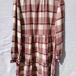 Lularoe Annabelle Brown and Cream Plaid Dress